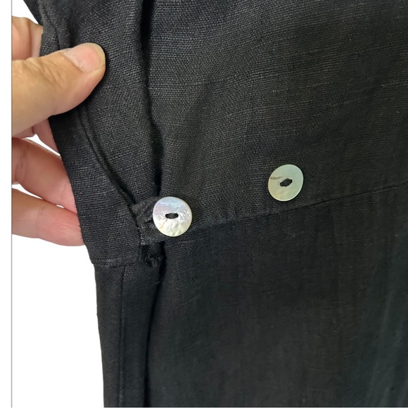 Snappy Turtle Delray Beach Fl Black Linen Shirt Dress Midi Pockets Size XL - Picture 6 of 9